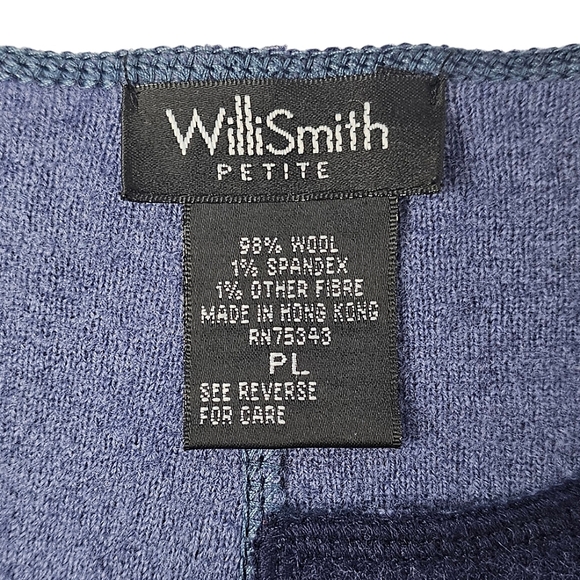 Willie Smith Petite Blue 2-Tone Open Front Wool Stretch Cardigan Size PL - Picture 4 of 10